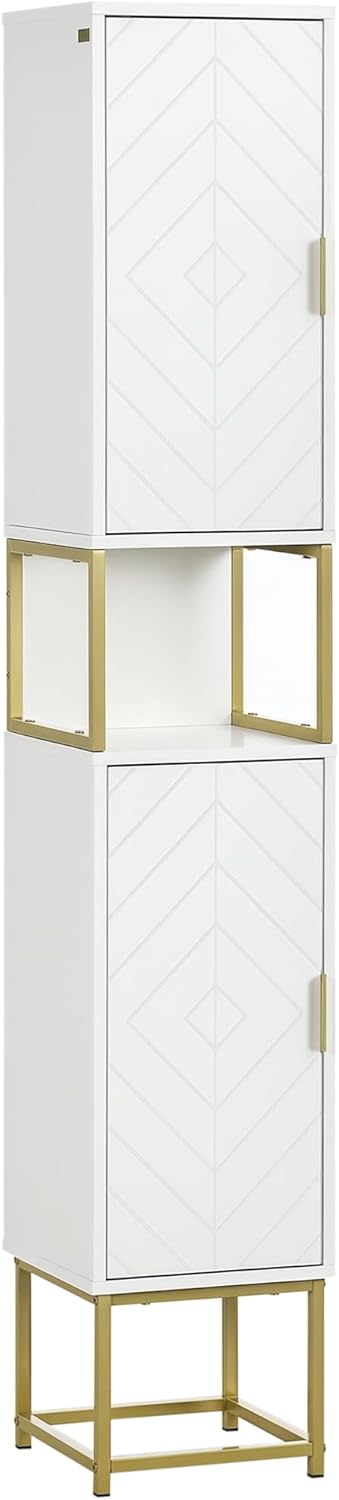 Slim Bathroom Tall Storage Cabinet White Corner Shelf Cupboard Unit