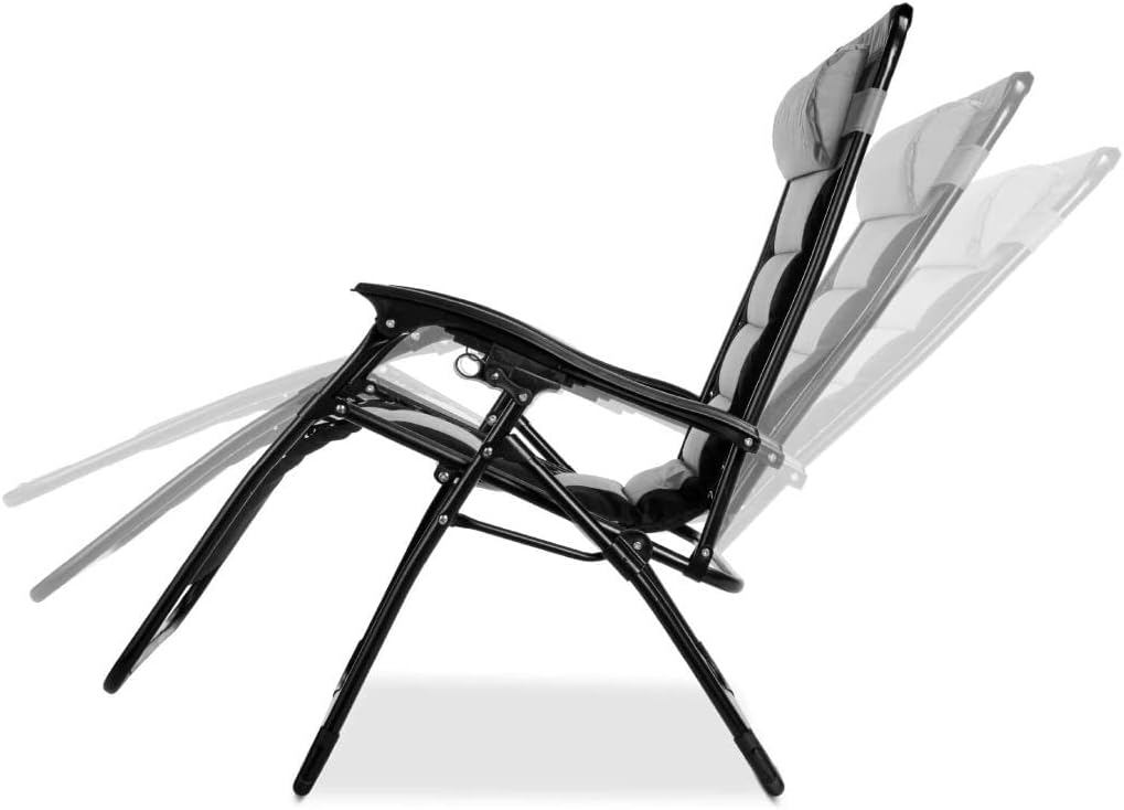 Extra Wide Zero Gravity Recliner Chair Folding Sun Lounger Grey