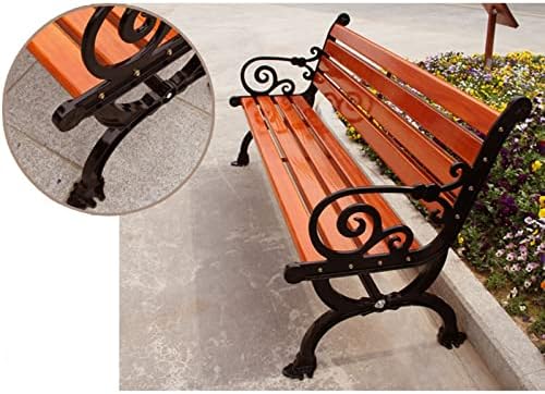 Wood Metal Garden Bench 1.2m Outdoor Patio Seat with Backrest