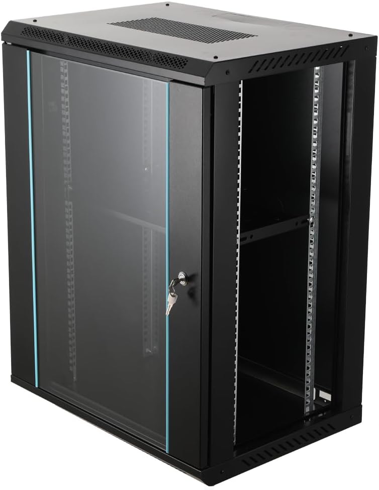 15U Wall Mount Network Cabinet Lockable Glass Door