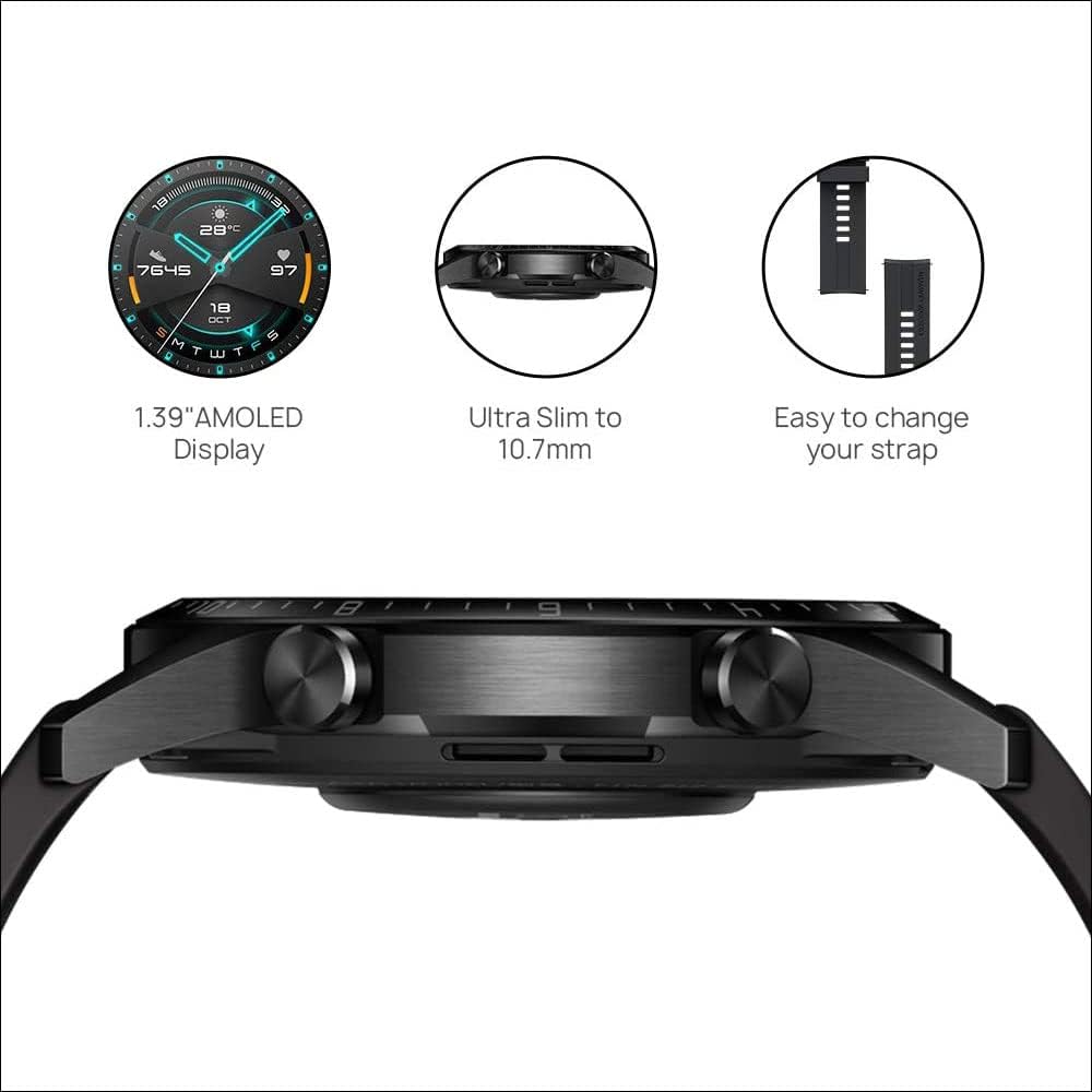 46mm AMOLED GPS Smart Watch Bluetooth Call Black