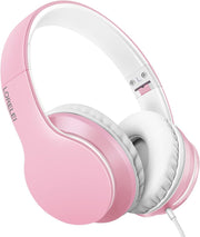 Wired Over Ear Headphones With Mic Stereo Bass 3.5mm Pink