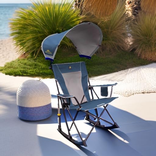 Rocking Camping Chair with UPF 50 Canopy Blue