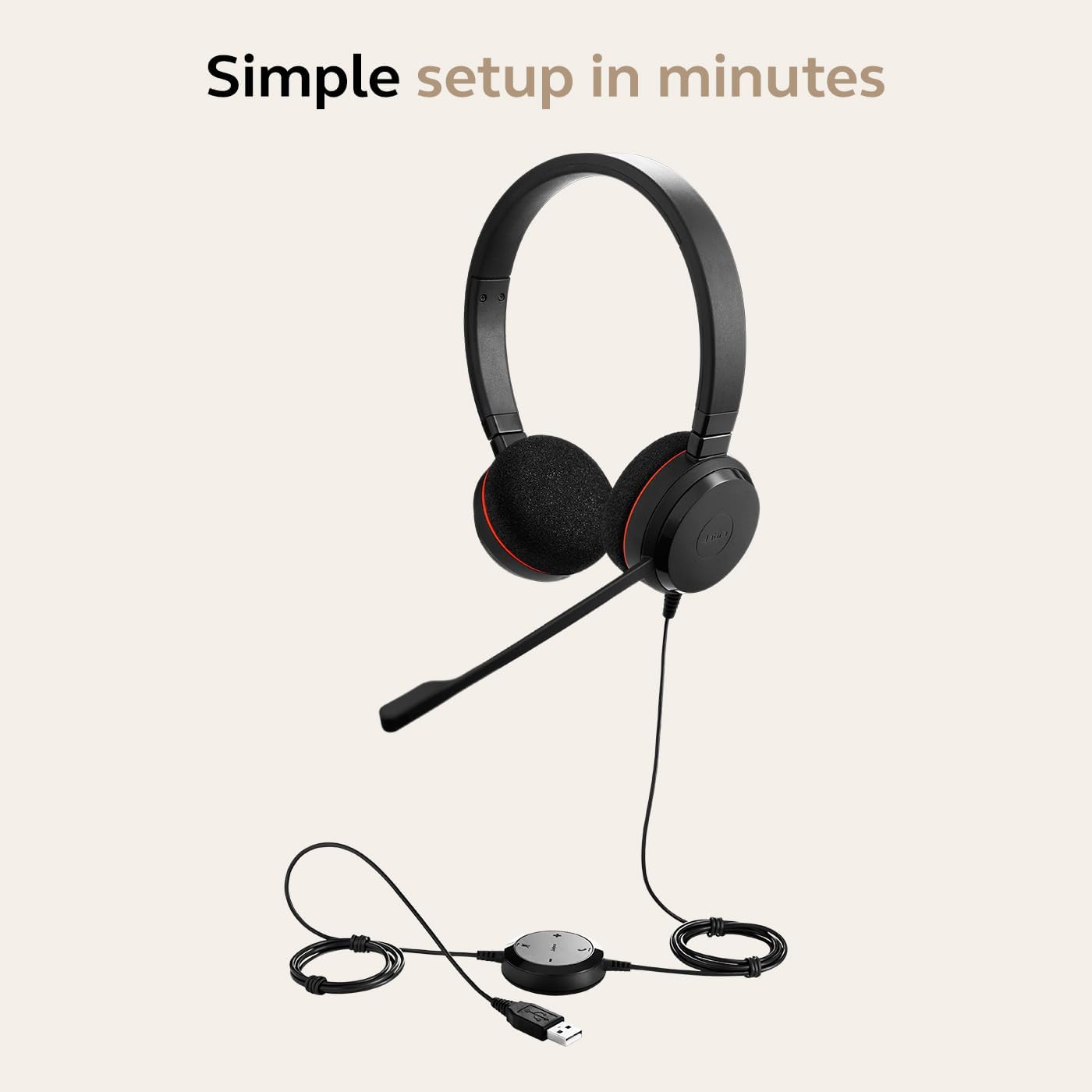 USB Wired Stereo Headset Noise Cancelling Mic Call Control Black