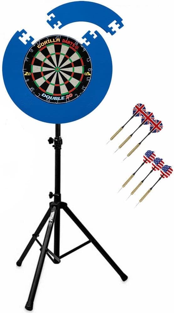 Dartboard Stand Set Sisal Board Puzzle Surround Adjustable 6 Darts