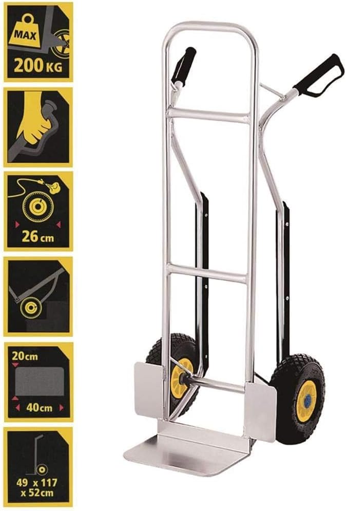 Heavy Duty Aluminium Hand Truck 200KG Pneumatic Wheels