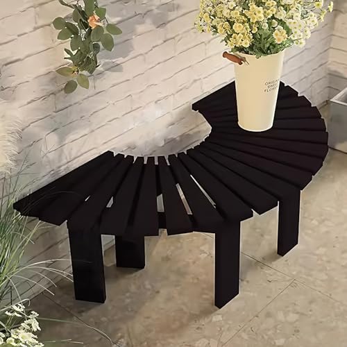 Curved Wooden Garden Bench Outdoor Tree Bench Backless Patio Seat