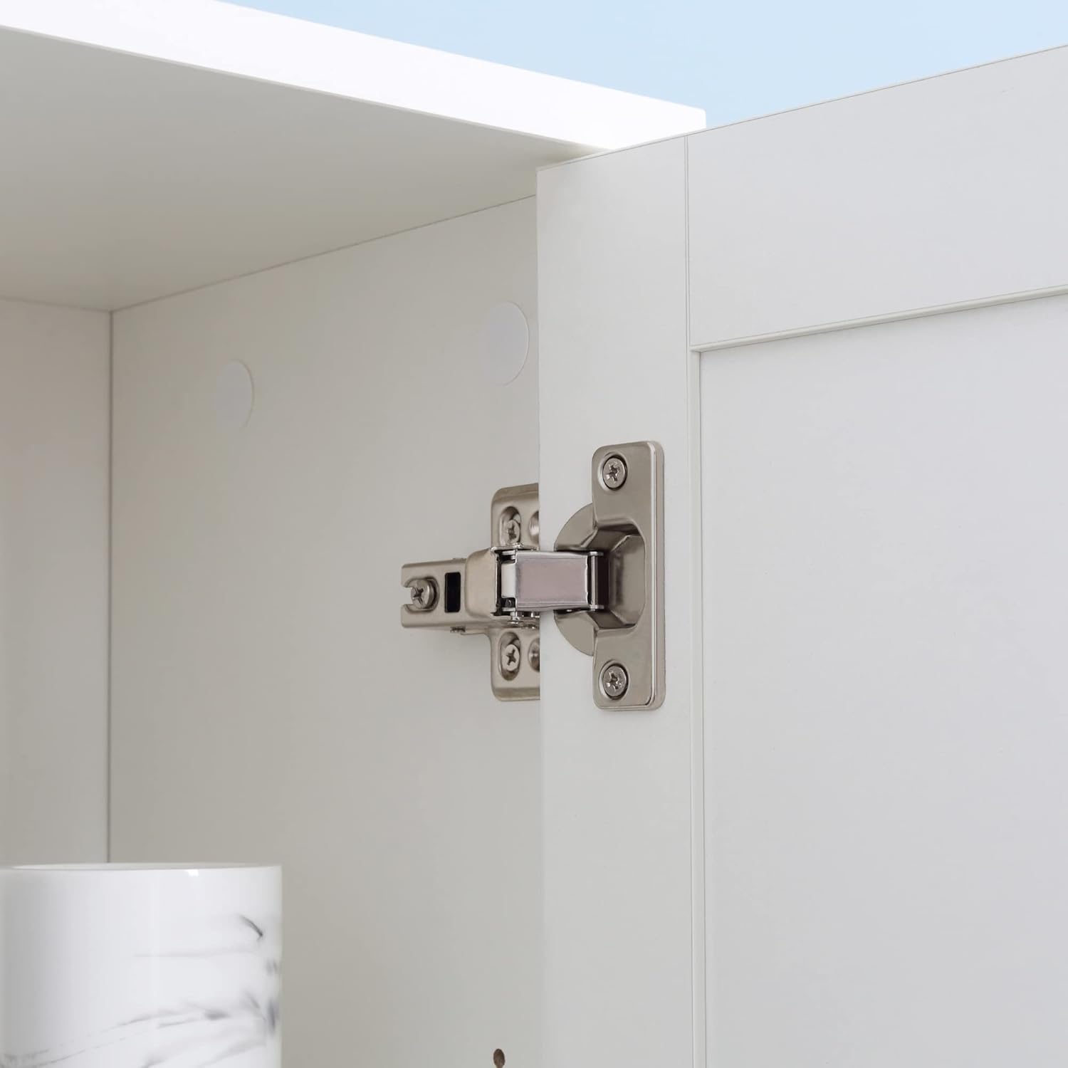 Tall Bathroom Storage Cabinet with Mirror Slim Freestanding White