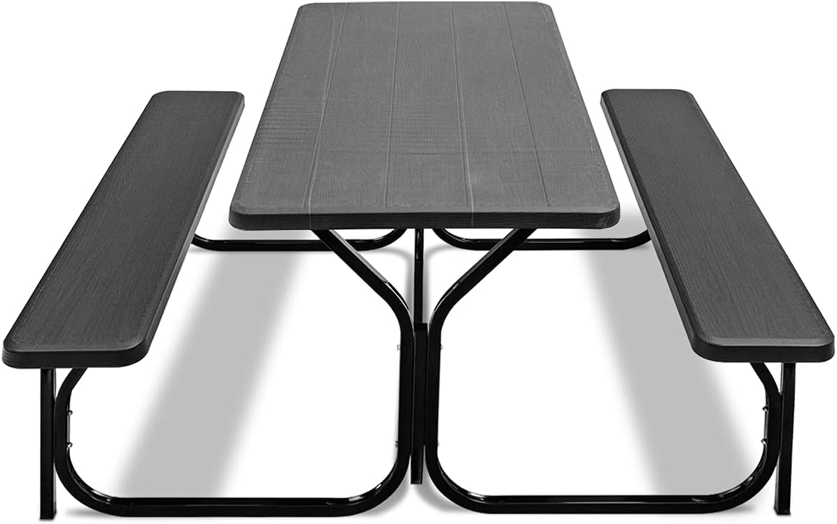 Outdoor Picnic Table Bench Set HDPE Garden Dining Black