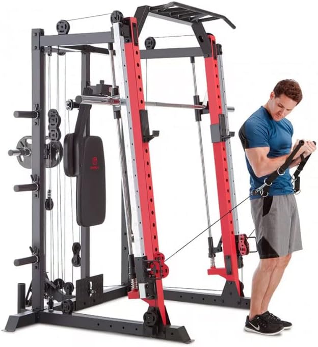 Smith Machine Power Cage Home Gym Cable Crossover Rack Station