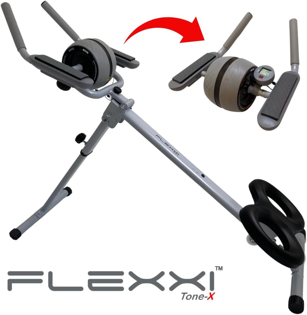 Folding Ab Trainer Machine Crunch Roller Core Workout w LCD