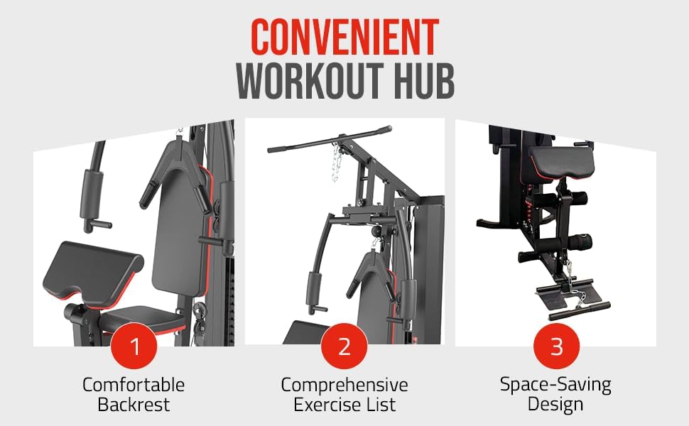 Multi Gym Machine with 72kg Weight Stack Home Strength Trainer