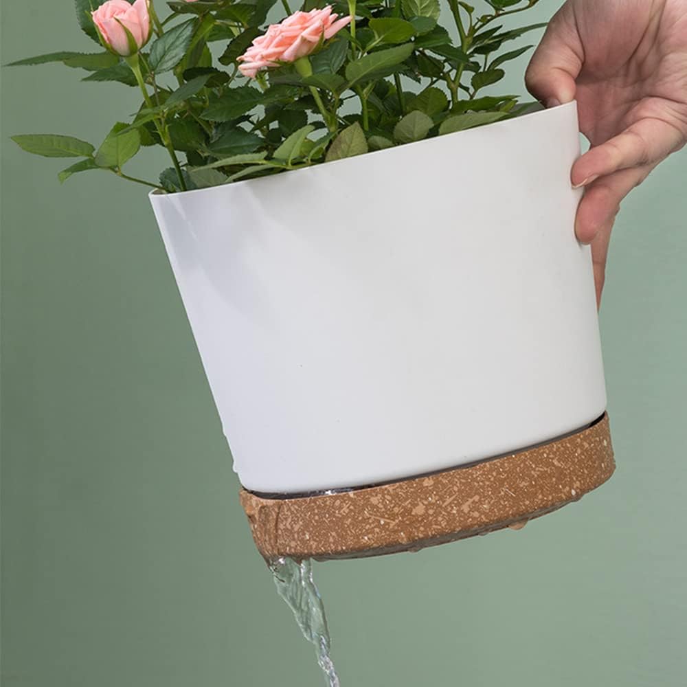 30cm Plant Pots Set 2 White Planters Drainage Saucer Indoor