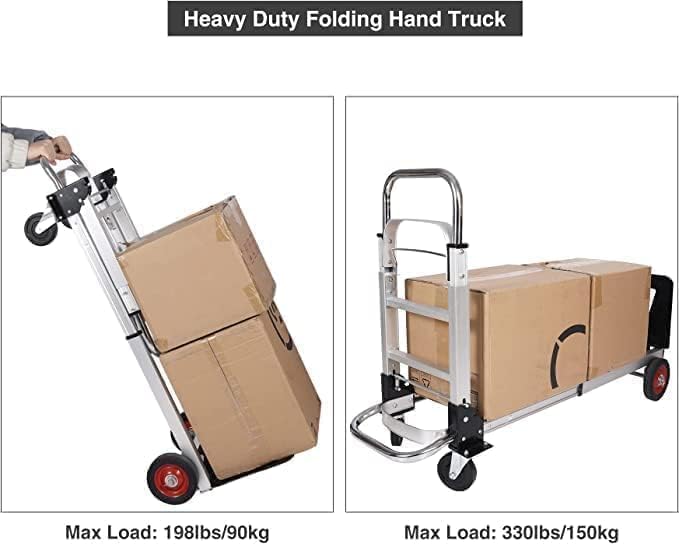 2 In 1 Folding Hand Truck Dolly 150KG 4 Wheel Cart