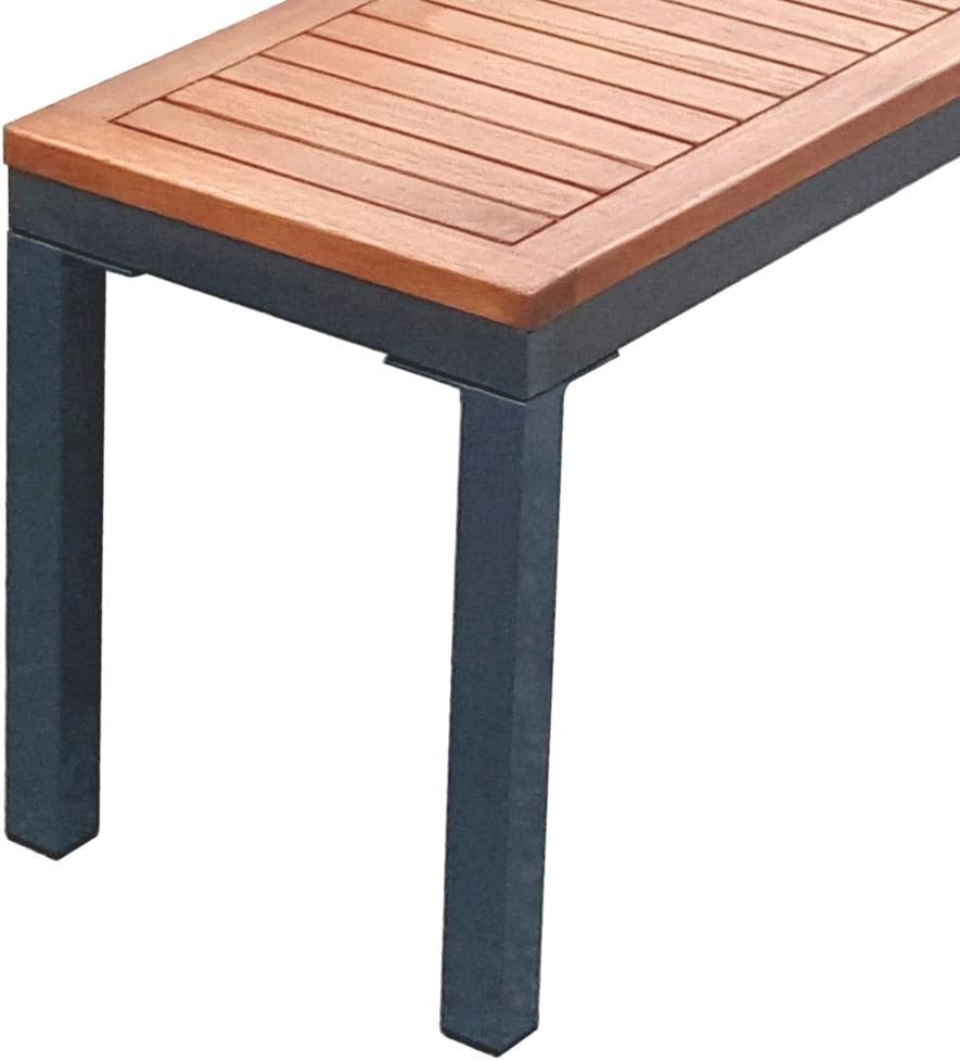 120cm Wooden Garden Patio Bench Metal Frame Outdoor Park Seat