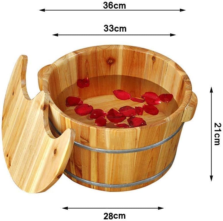 Wooden Foot Bath Barrel Solid Wood Spa Tub Lid Massage Soak