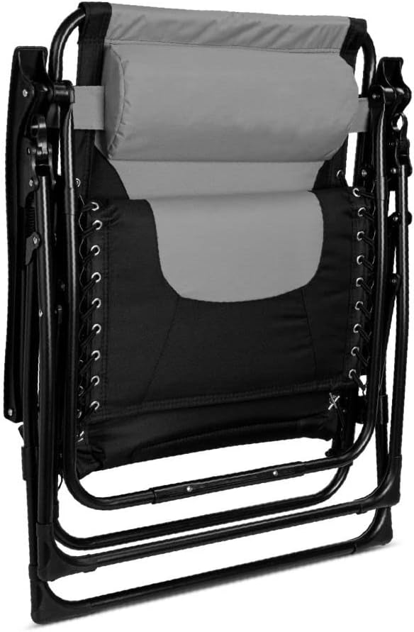 Extra Wide Zero Gravity Recliner Chair Folding Sun Lounger Grey