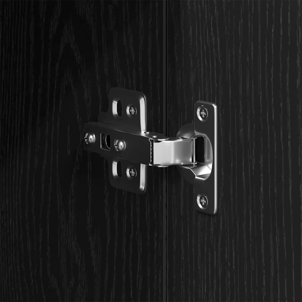 Tall Bathroom Cabinet Black Oak 2 Door Shelf Unit