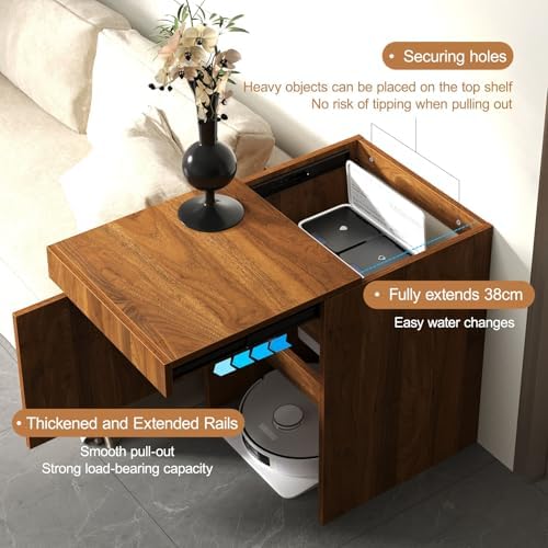 Robot Vacuum Storage Cabinet Side Table Pull Out Shelf Organizer
