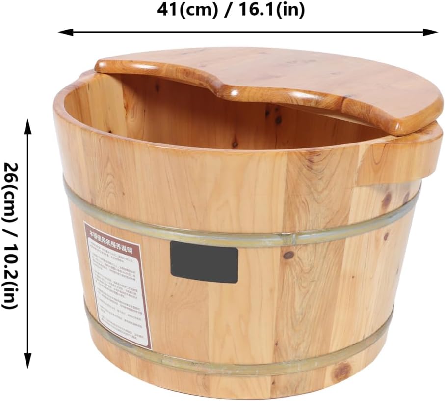 Wooden Foot Bath Basin with Lid Large Spa Soak Tub Massager