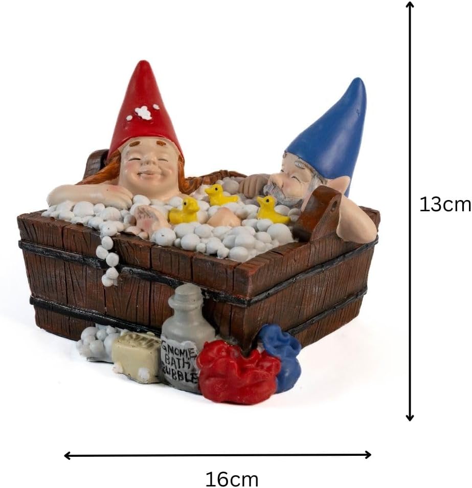 Solar Gnome Hot Tub Statue Funny Garden Decor LED Resin