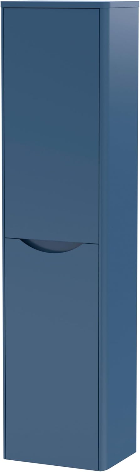 Wall Hung Tall Bathroom Cabinet Soft Close 2 Door Blue