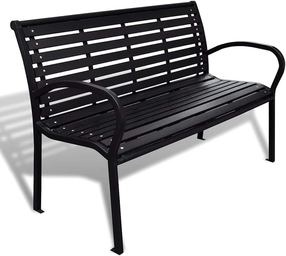 3 Seater Outdoor Garden Bench Steel Frame WPC Patio Seat