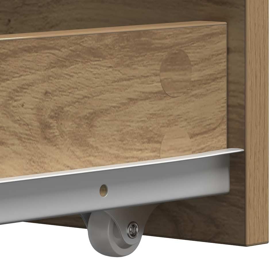 Narrow Bathroom Cupboard With Wheels Drawer Shelf Oak Unit