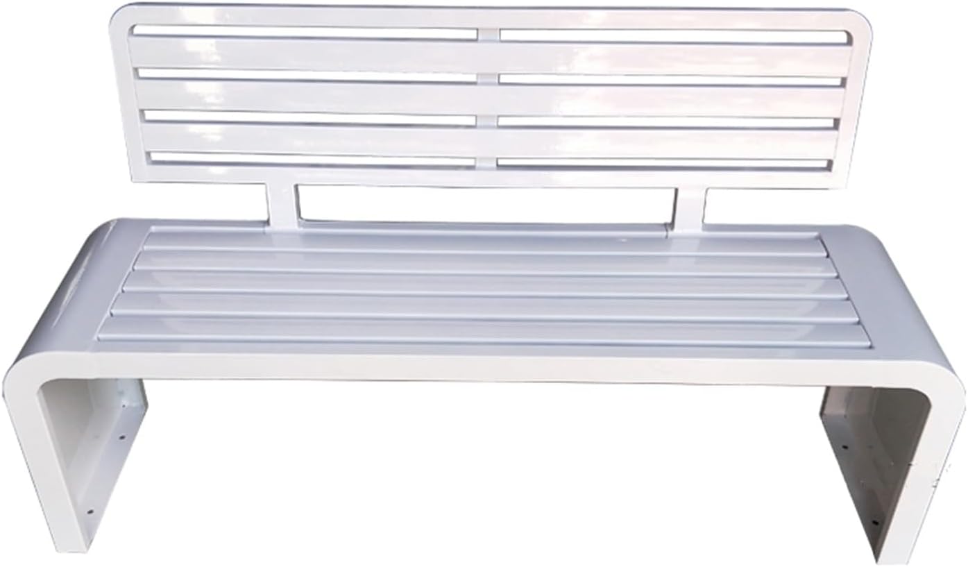 3 Seater Metal Garden Bench 150cm Weatherproof Patio Seat White
