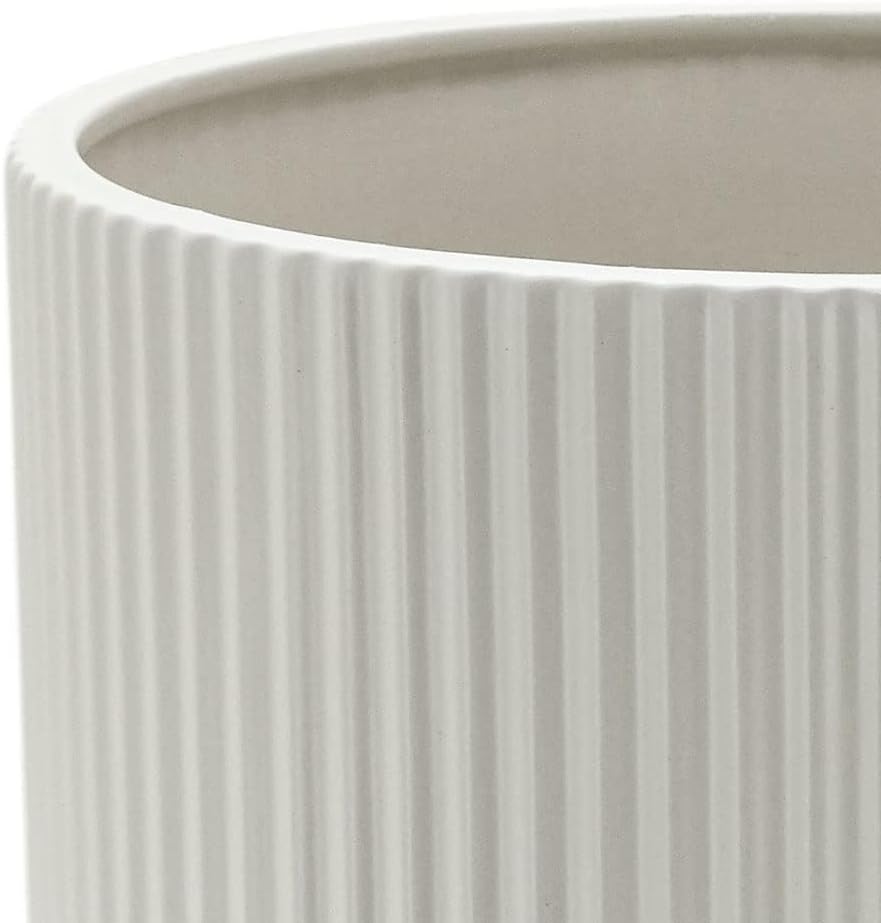 Ceramic Plant Pots Set of 3 White Fluted Planters 15 20 25cm