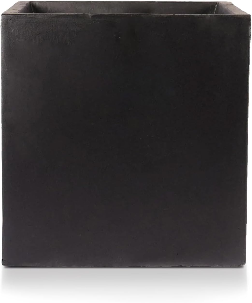 30cm Black Square Planter Stone Effect Garden Pot Drainage