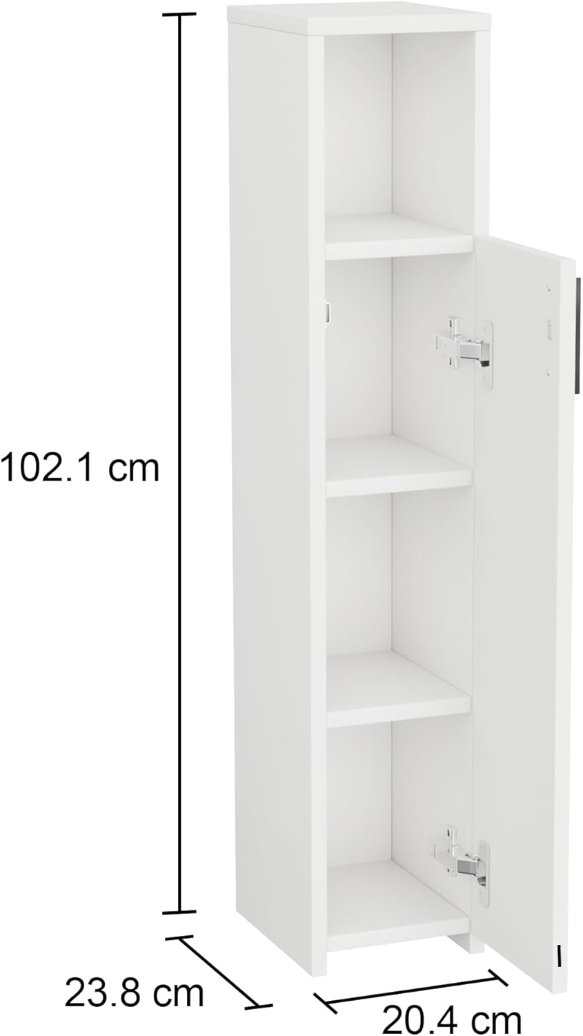 Slim Tall Bathroom Storage Cabinet Freestanding White Organizer