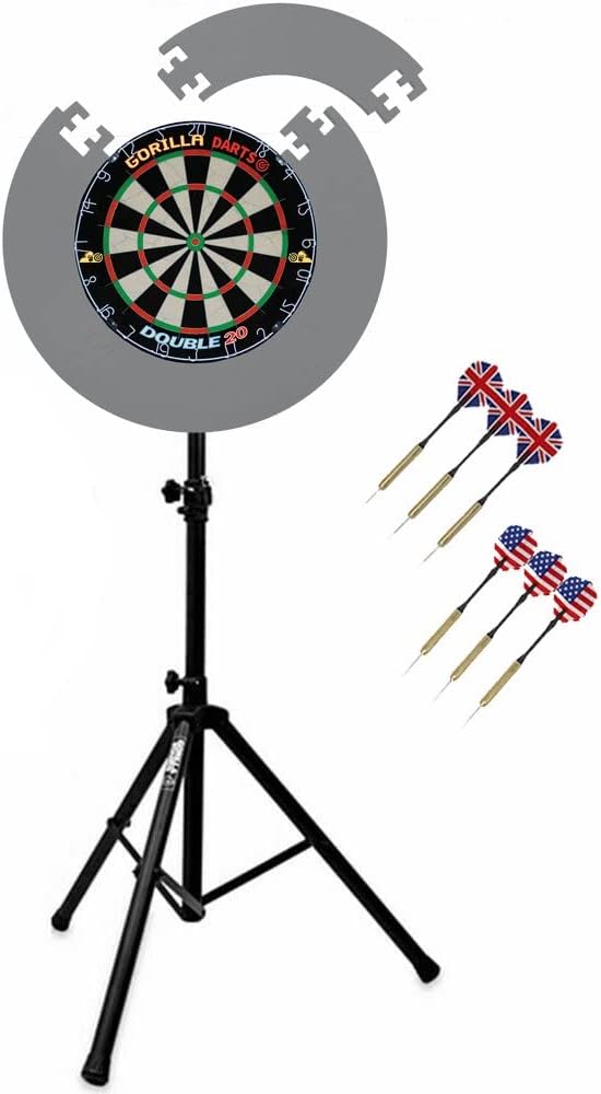 Dartboard Stand Set Sisal Board Puzzle Surround Adjustable 6 Darts