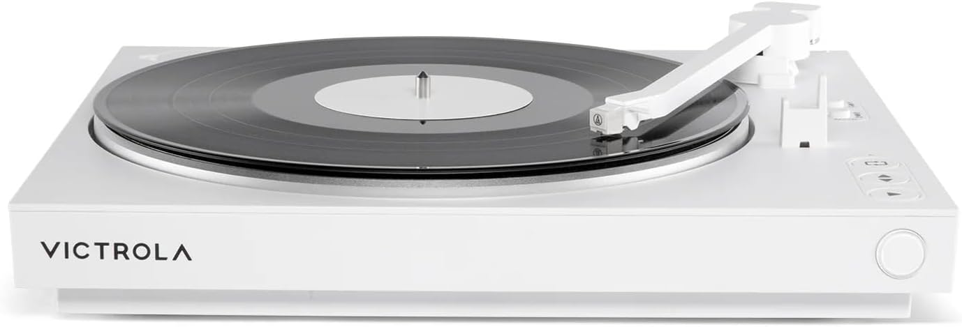 Automatic Bluetooth Turntable White 2 Speed Record Player