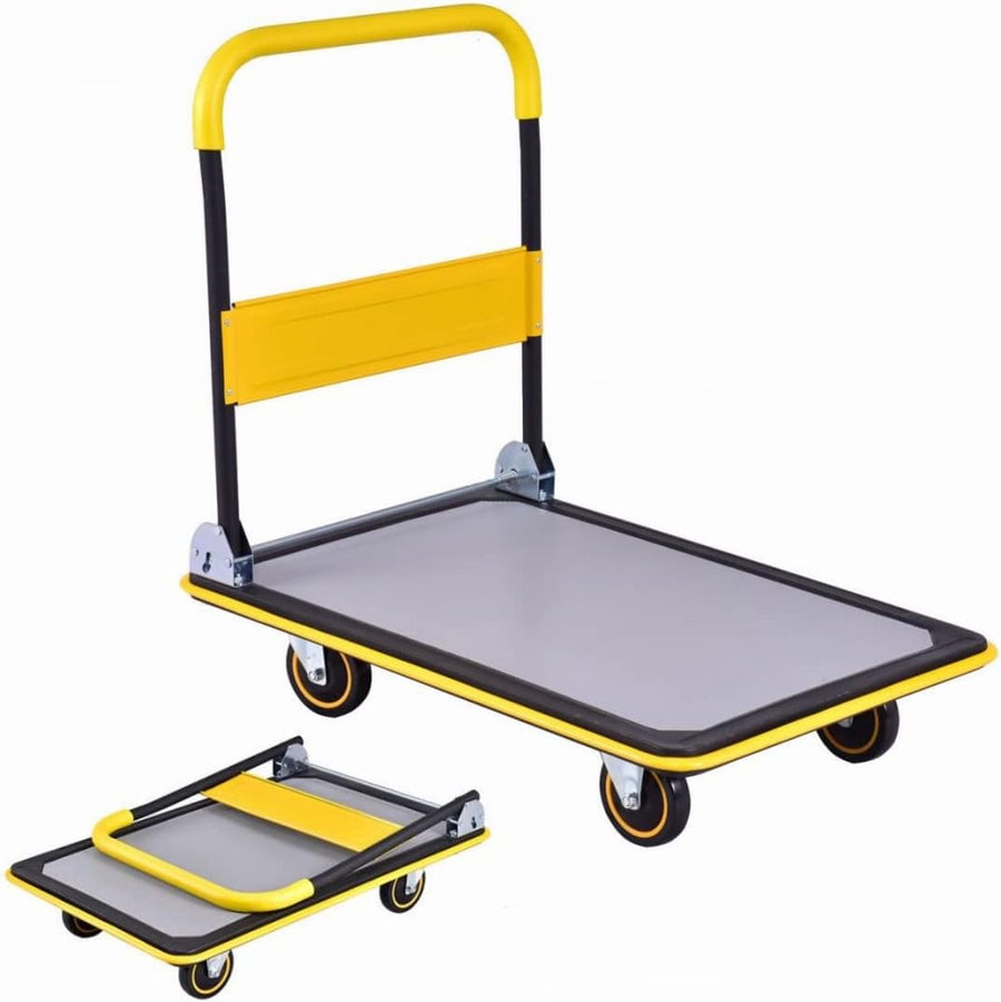 Heavy Duty Platform Trolley 300KG Flatbed Cart Yellow