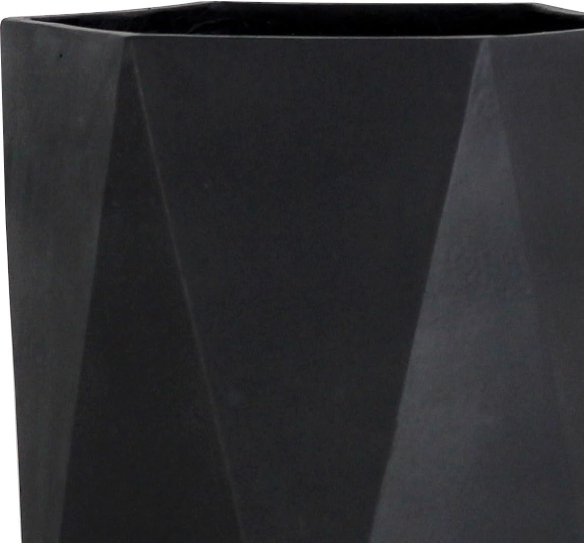 Large Black Geometric Planter 45cm Fibrestone Indoor Outdoor