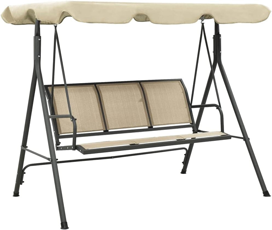 3 Seater Garden Swing Chair Sand Canopy Steel Frame