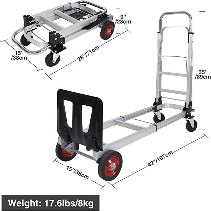 2 In 1 Folding Hand Truck Dolly 150KG 4 Wheel Cart