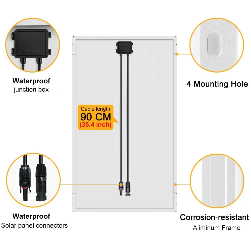 100W Solar Panel 18V Mono High Efficiency 12V Battery Charger