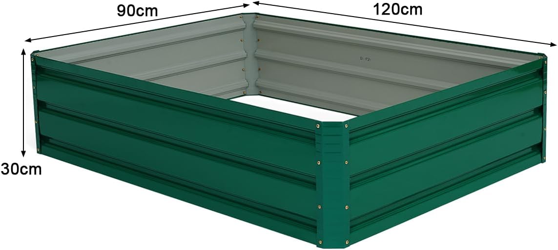 Raised Garden Bed Metal Planter 120cm Outdoor Veg Herb Box Green