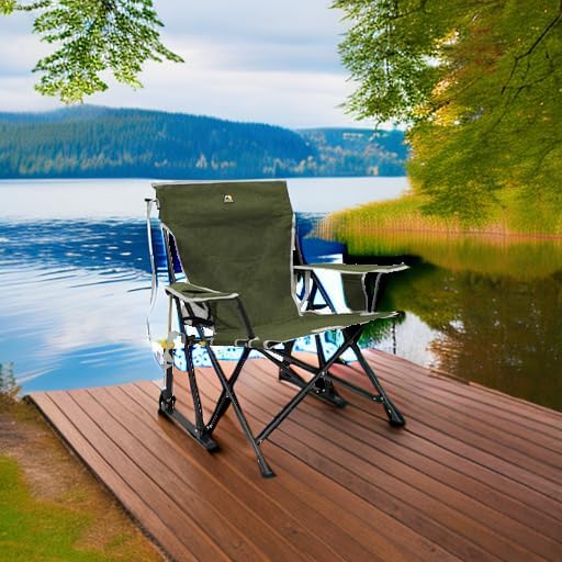 Portable Folding Rocking Chair with Cup Holder Green