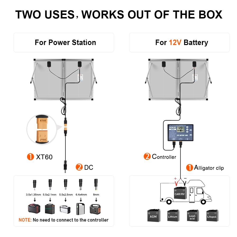 100W Foldable Solar Panel Kit 12V Portable Charger RV Boat