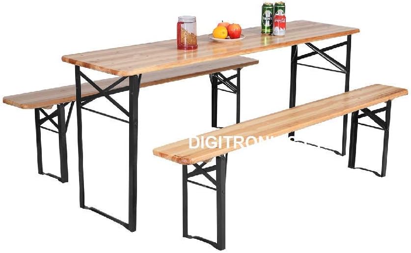 3pc Folding Wooden Picnic Table Bench Set Garden BBQ