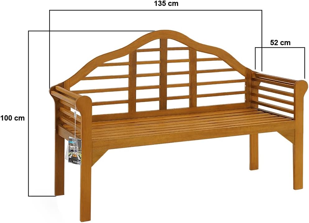 2 Seater Wooden Garden Bench 135cm Eucalyptus Outdoor Patio Bench