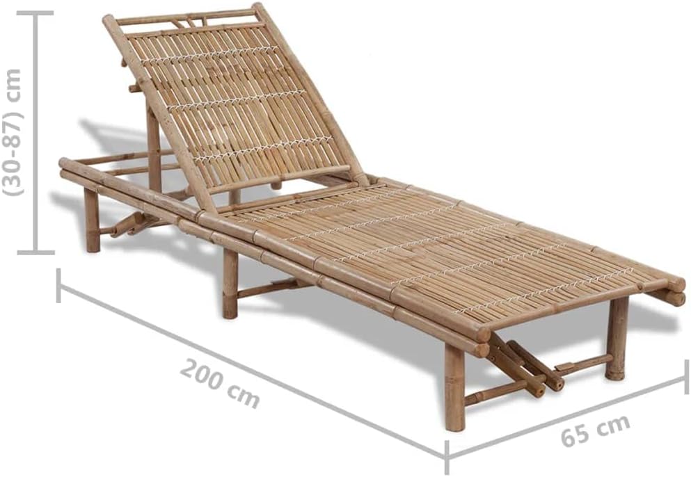 Bamboo Sun Lounger 3 Position Adjustable Recliner
