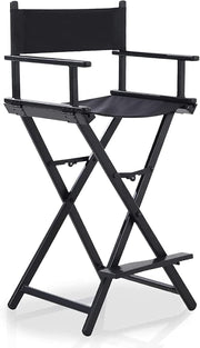 Portable Tall Director Chair with Footrest Black