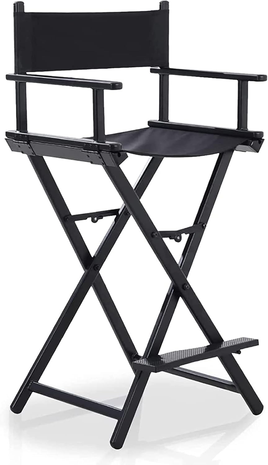 Portable Tall Director Chair with Footrest Black