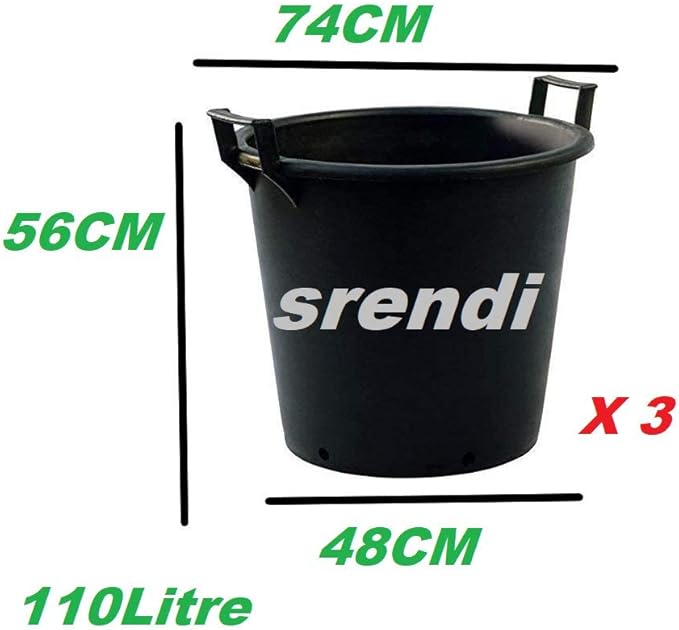 110L Large Plant Pots 3 Pack Heavy Duty Garden Tree Planters