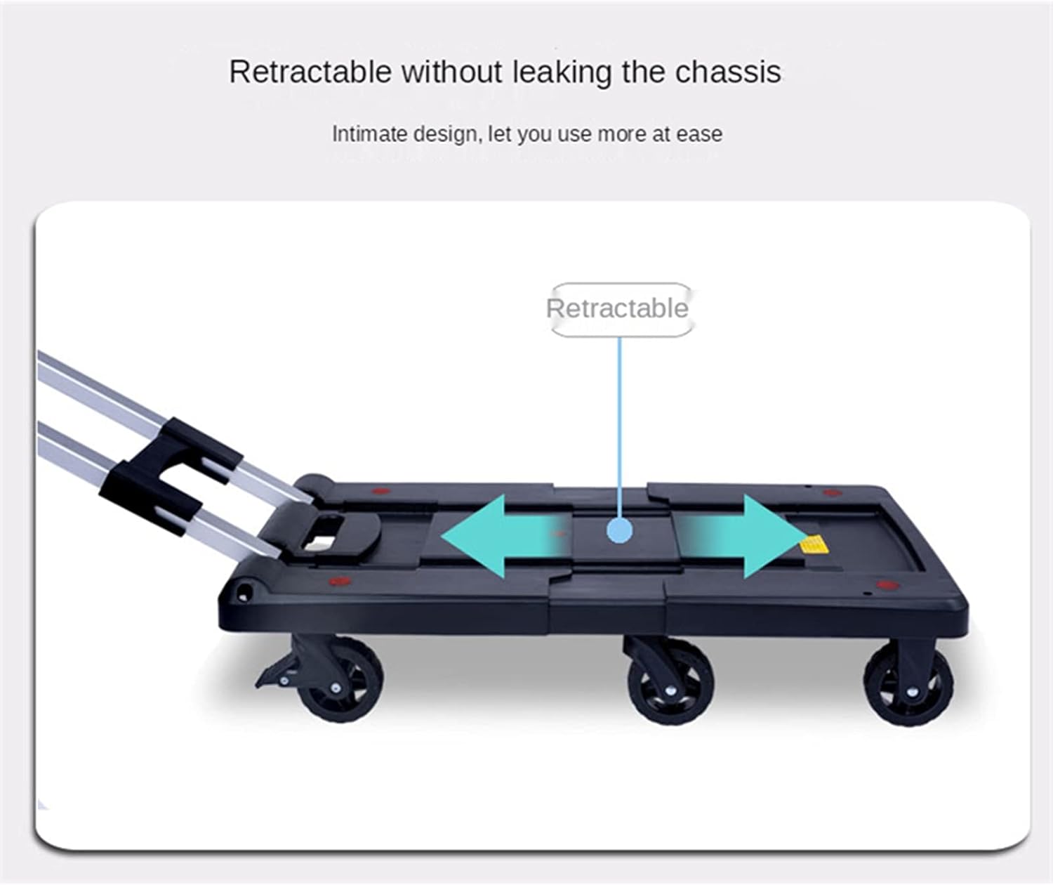 Portable Folding Flatbed Hand Cart 6 Wheel Retractable Dolly