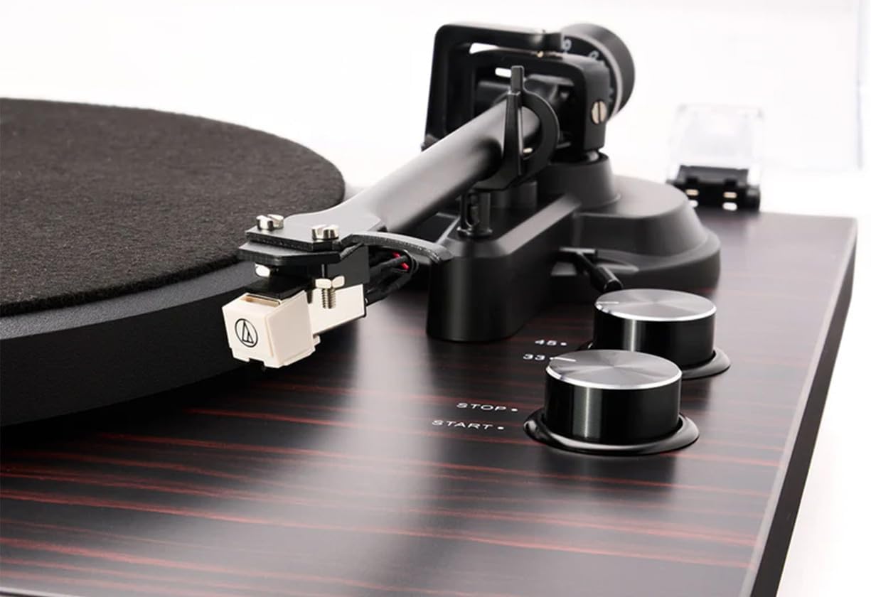Turntable with Phono Preamp Audio Technica Cartridge Mahogany